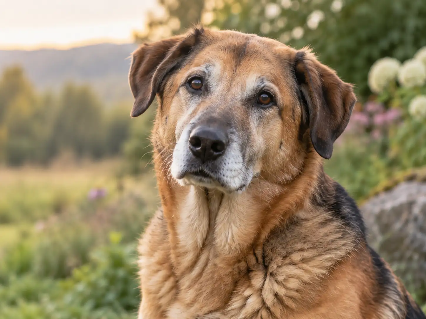 Älterer großer Hund im Freien – Symbolbild für Longevity und gesundes Altern beim Hund