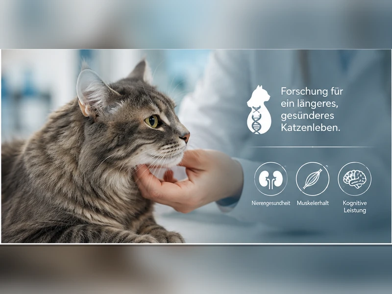 Katze bei der tierärztlichen Untersuchung – Forschung zu Longevity-Wirkstoffen für Katzen